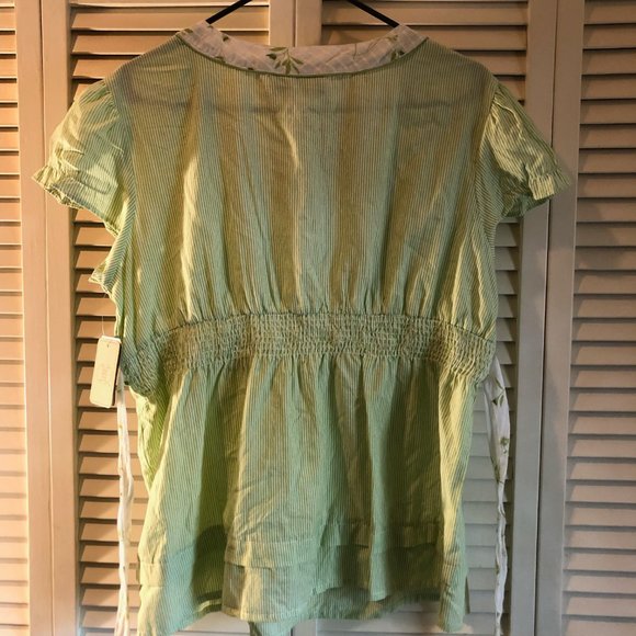 Vintage DCC Misty Large Green & White Blouse - Picture 6 of 8